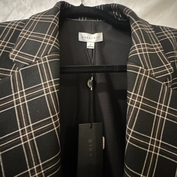 NWT GIANNI BINI Woman's Ariana Black Checker Blazer Jacket | Size 2 - Picture 7 of 15